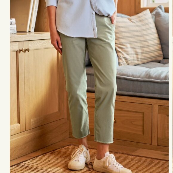 Eileen & Fisher Wicklow Italian Chino Pants Womens 2 Green Sage Cotton Straight - Picture 2 of 13